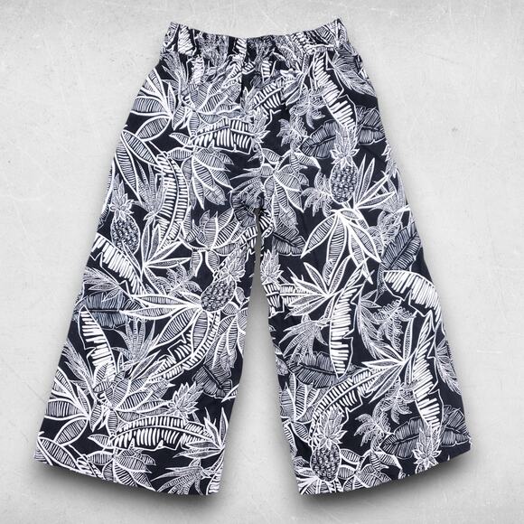 Christian Siriano Pants Women M B&W Linen Tropical Wide Leg Casual Boho Resort - Picture 2 of 10